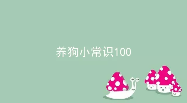 养狗小常识100