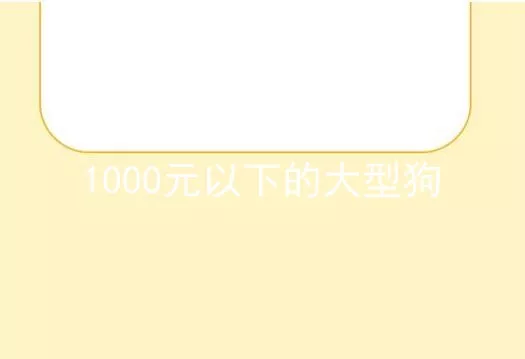 1000元以下的大型狗