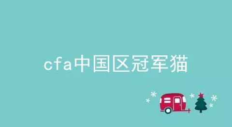 cfa中国区冠军猫