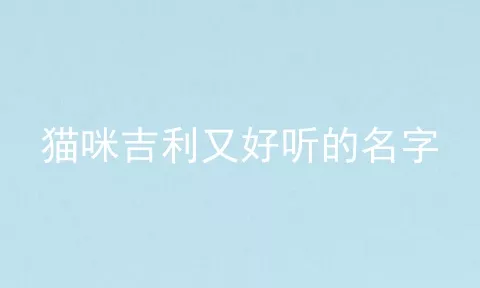 猫咪吉利又好听的名字